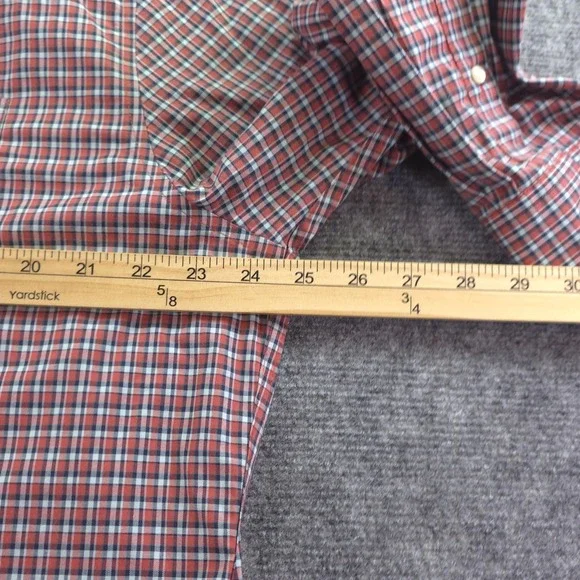 LL Bean Shirt Large Red Check Long Sleeve Button Down Cotton Pocket - Picture 4 of 7